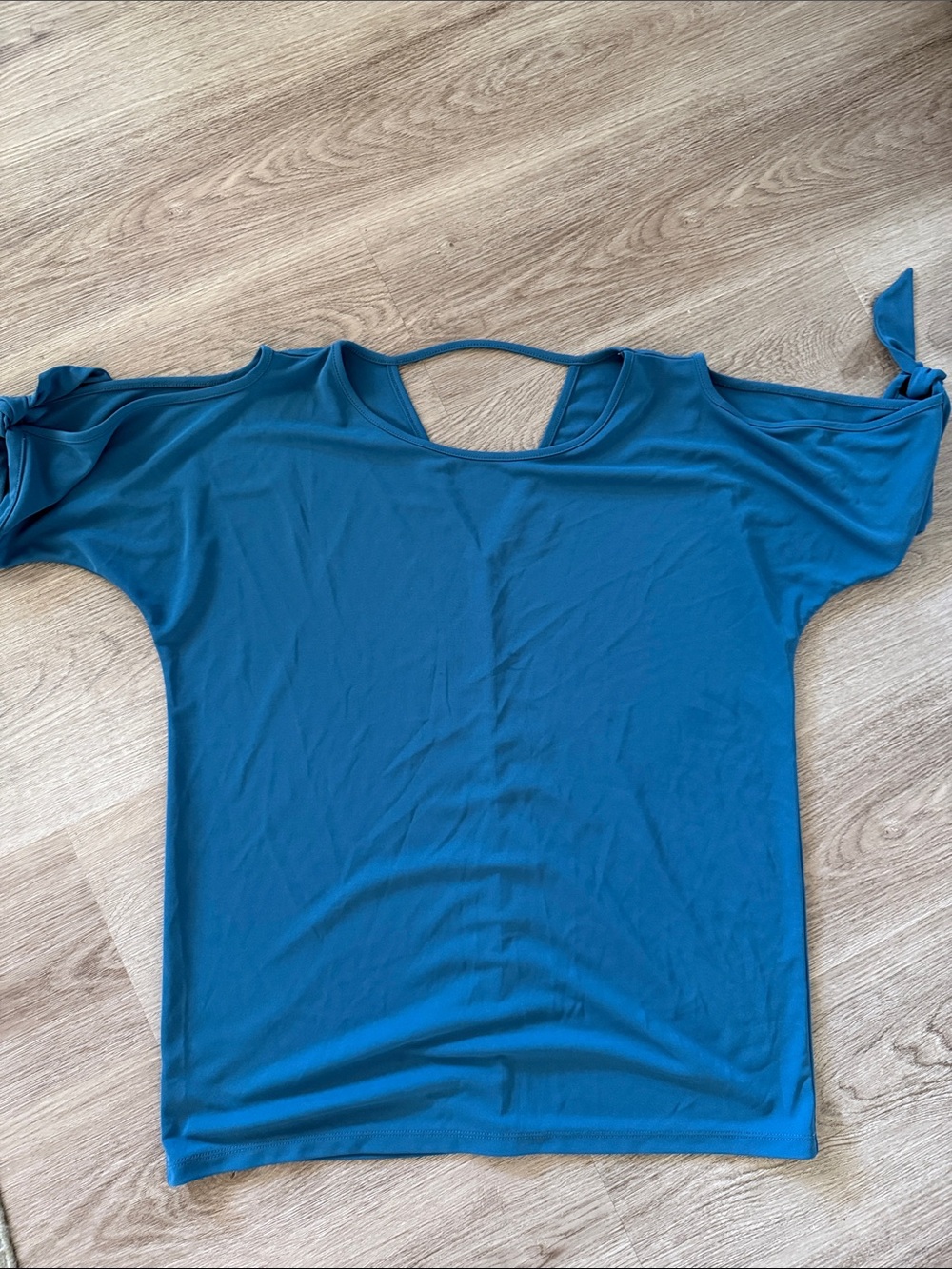 Ann Taylor Teal Cold-Shoulder Short Sleeve Top